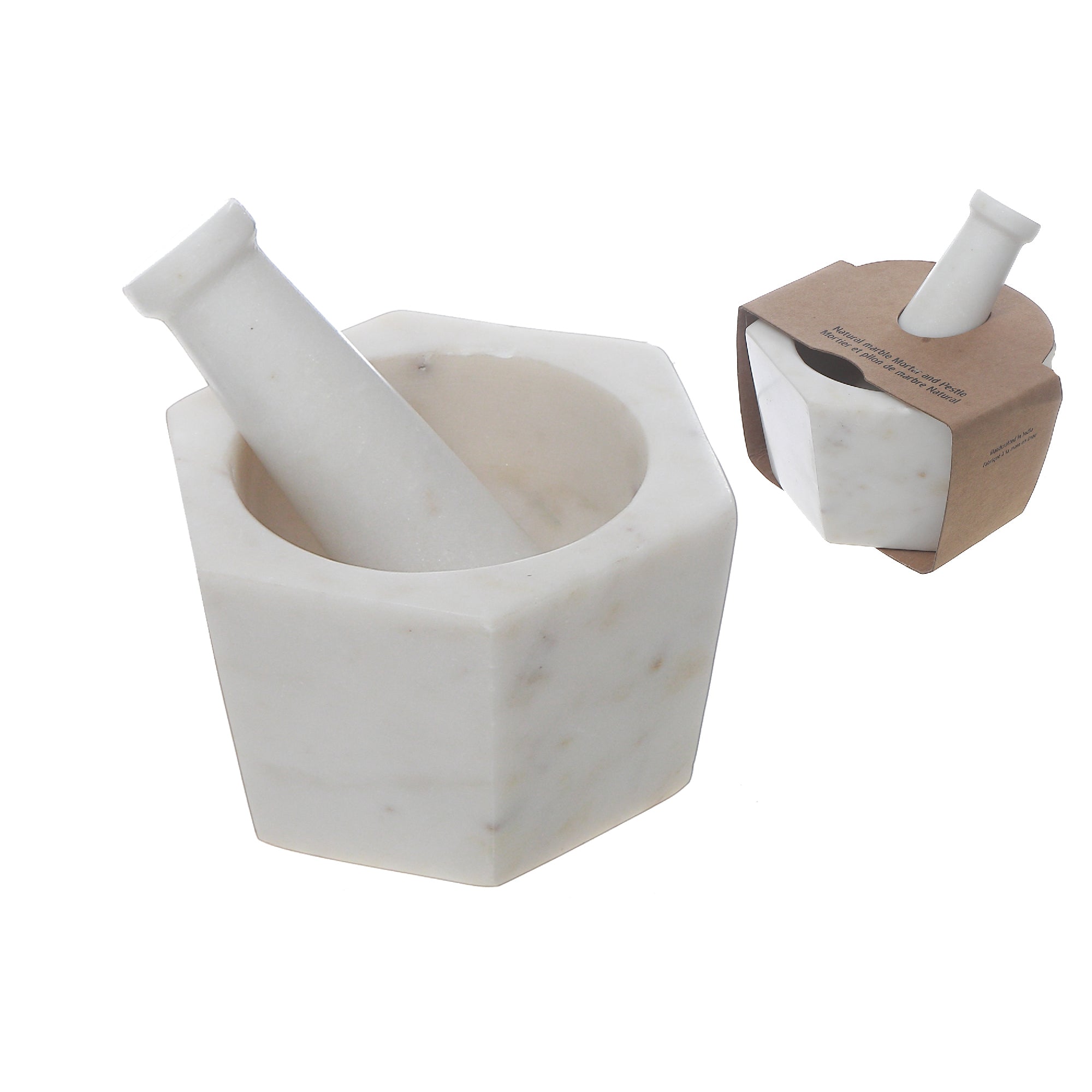 Marble Hexagon Mortar & Pestle White, White Marble Hexagon Mortar And Pestle, Spice Grinder, Kitchen Prep Tool