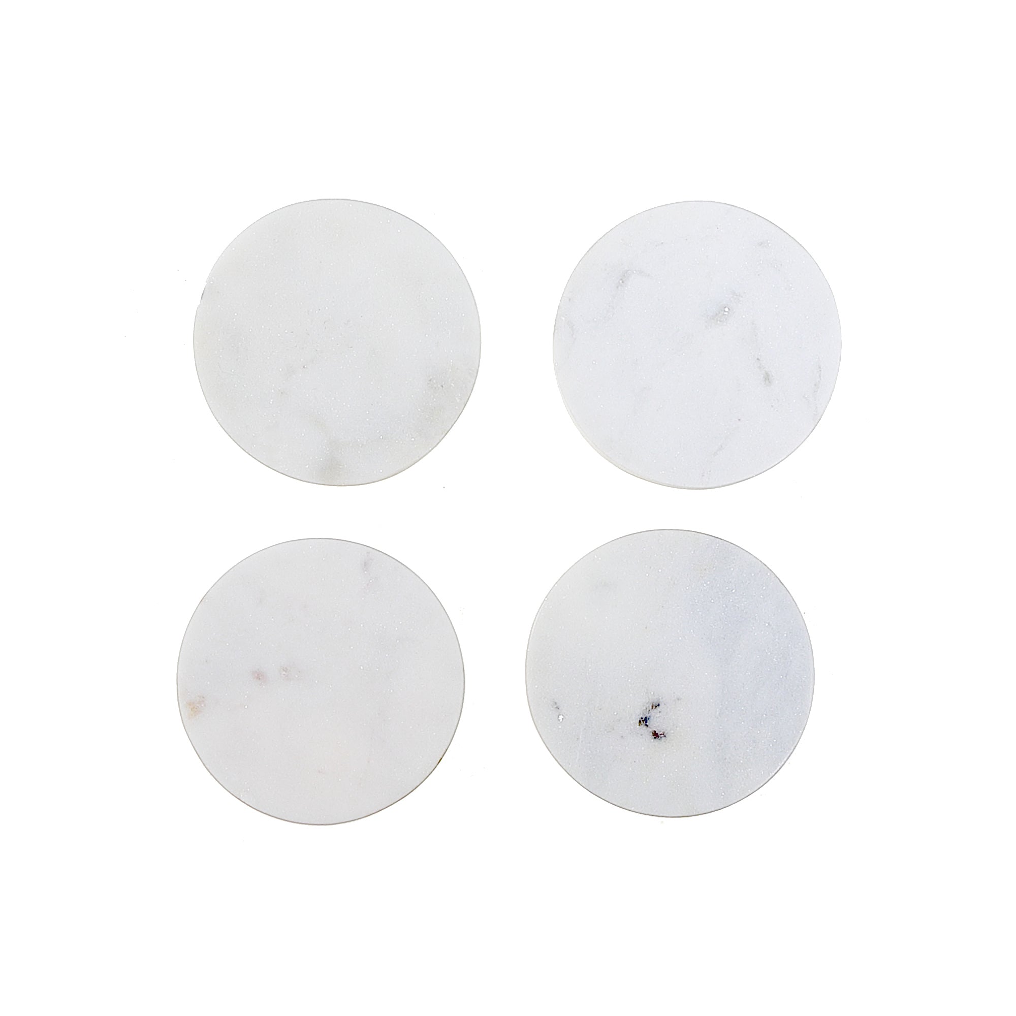 4Pc Marble Coaster 4X4" White, White Marble Coaster Set Of 4, 4X4 Inch Square Drink Coasters, Classic Table Protection