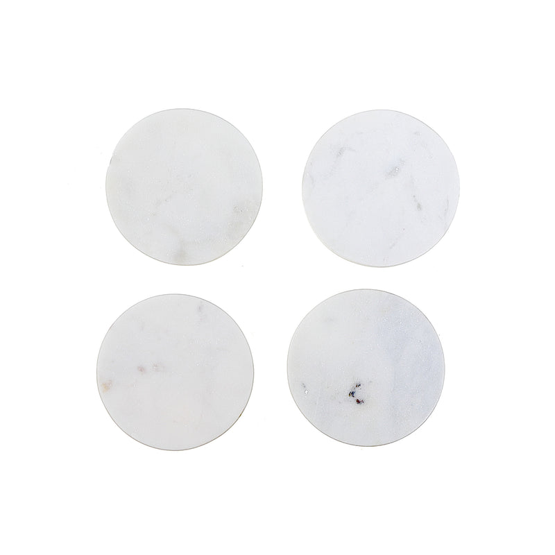 4Pc Marble Coaster 4X4" White