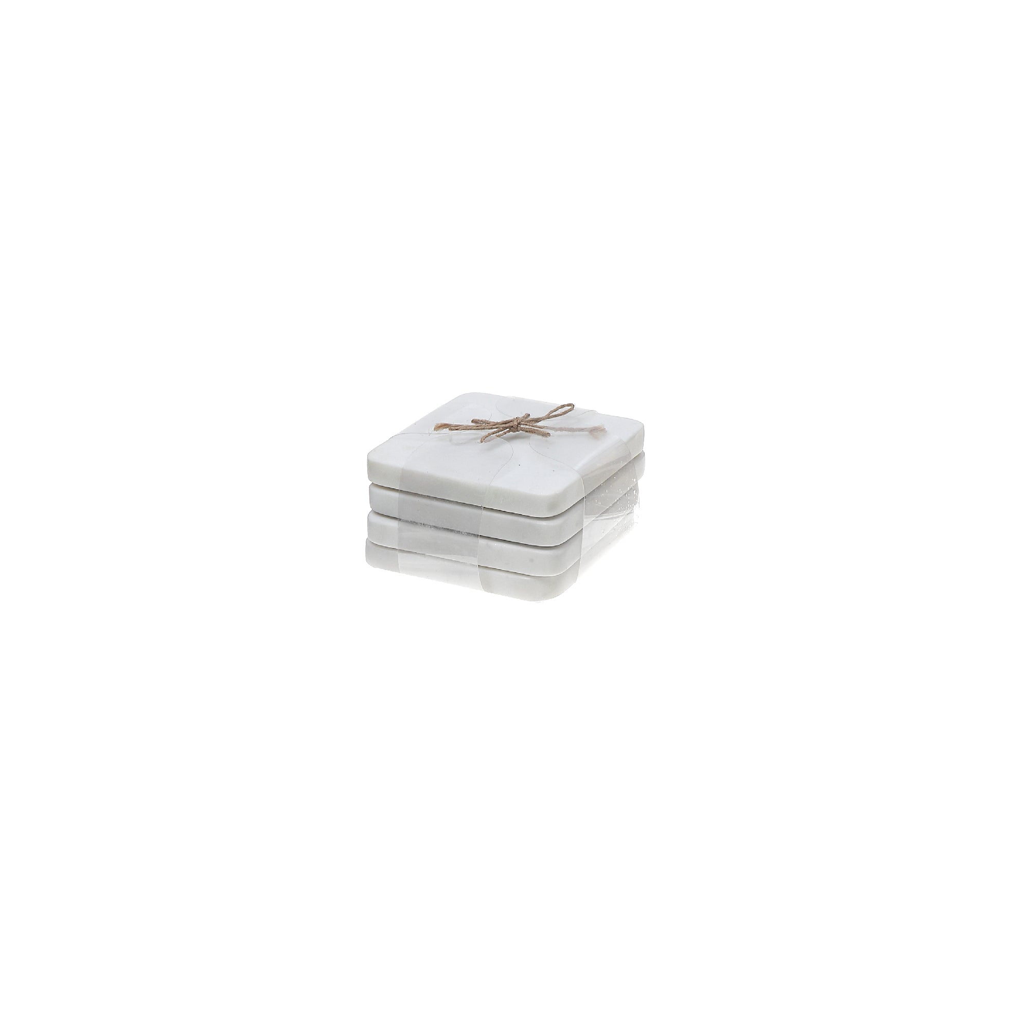 4Pc Marble Coaster 4X4" White, White Marble Coaster Set Of 4, 4X4 Inch Square Drink Coasters, Classic Table Protection