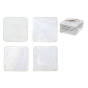 4Pc Marble Coaster 4X4" White, White Marble Coaster Set Of 4, 4X4 Inch Square Drink Coasters, Classic Table Protection