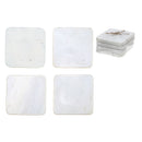 4Pc Marble Coaster 4X4" White