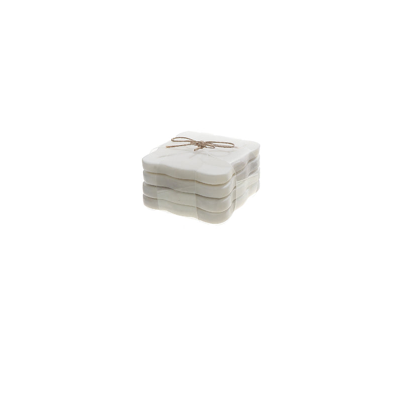 4Pc Marble Butterfly Shape Coaster 4X4" White