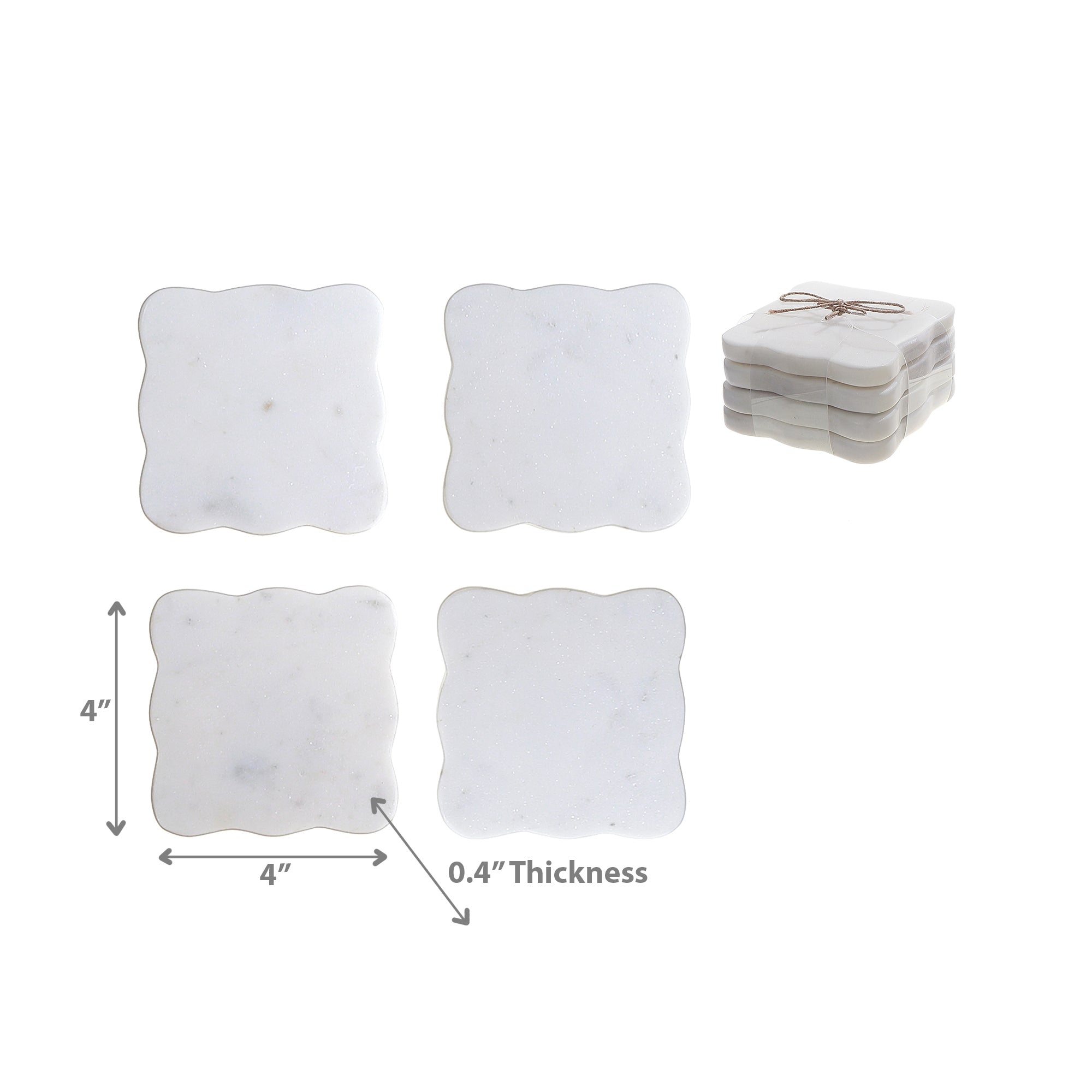 4Pc Marble Butterfly Shape Coaster 4X4" White, White Marble Butterfly Coaster Set Of 4, 4X4 Inch Drink Coasters, Elegant Table Accent