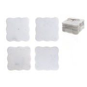 4Pc Marble Butterfly Shape Coaster 4X4" White, White Marble Butterfly Coaster Set Of 4, 4X4 Inch Drink Coasters, Elegant Table Accent