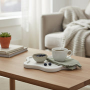 Small White Marble Amoeba-Shaped Decorative Tray