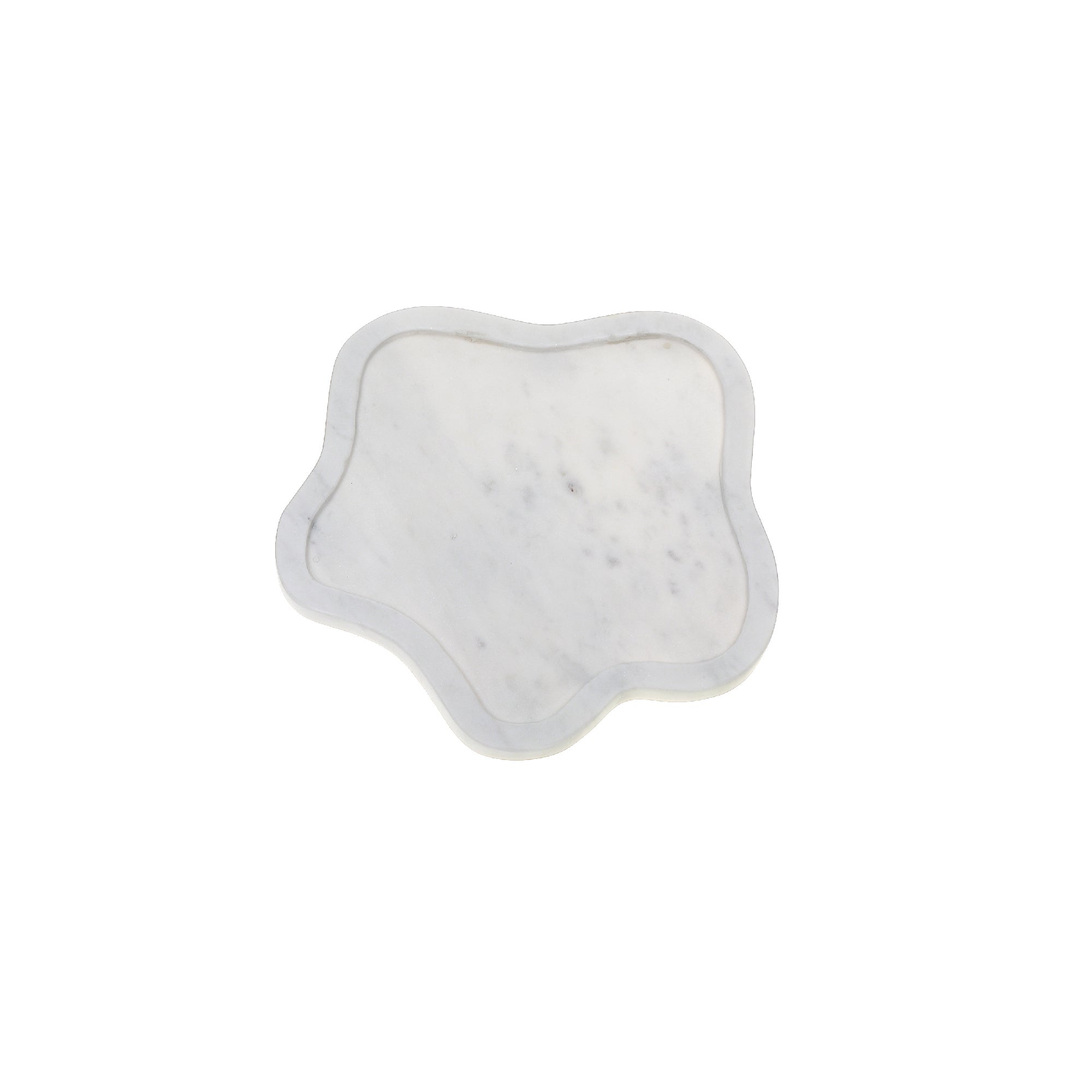 Small White Marble Amoeba-Shaped Decorative Tray