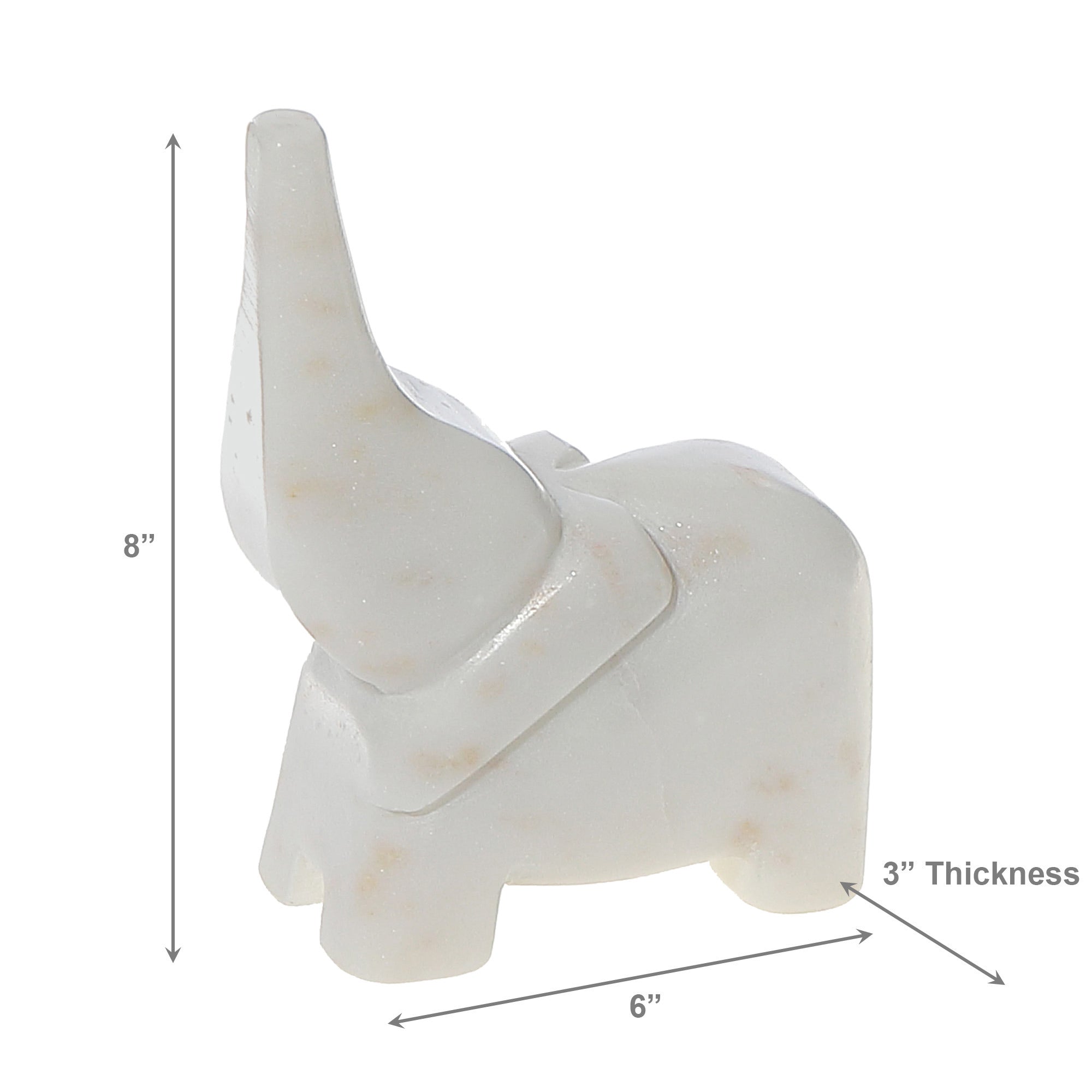 Large White Marble Elephant Figurine Décor