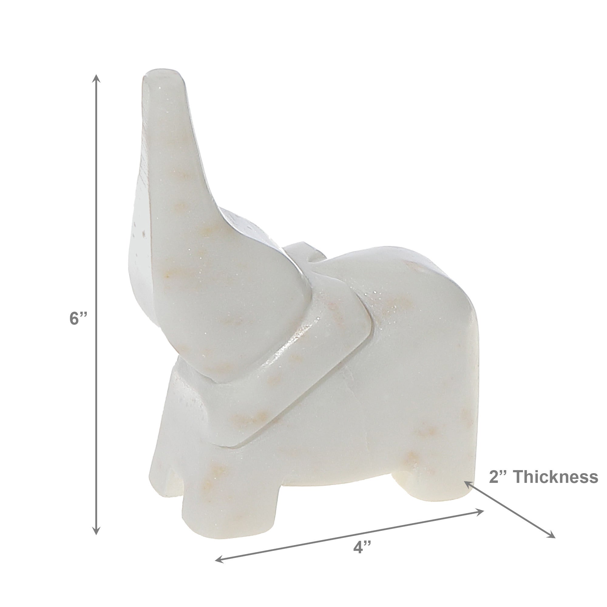 Small White Marble Elephant Figurine Décor