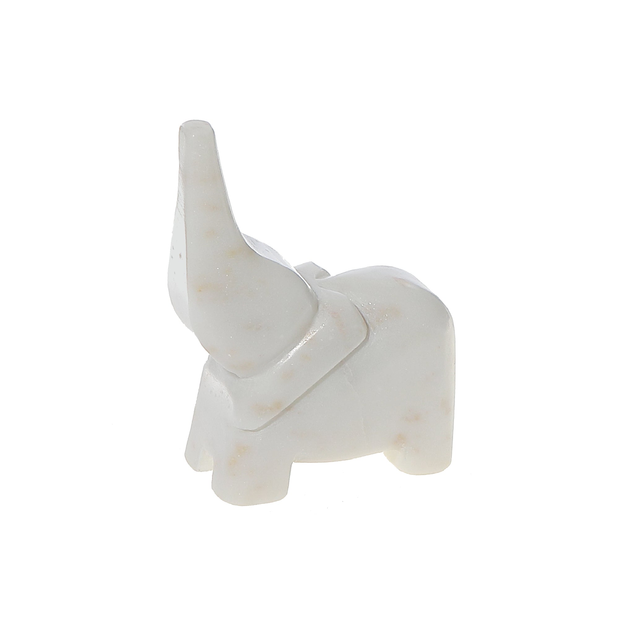 Small White Marble Elephant Figurine Décor