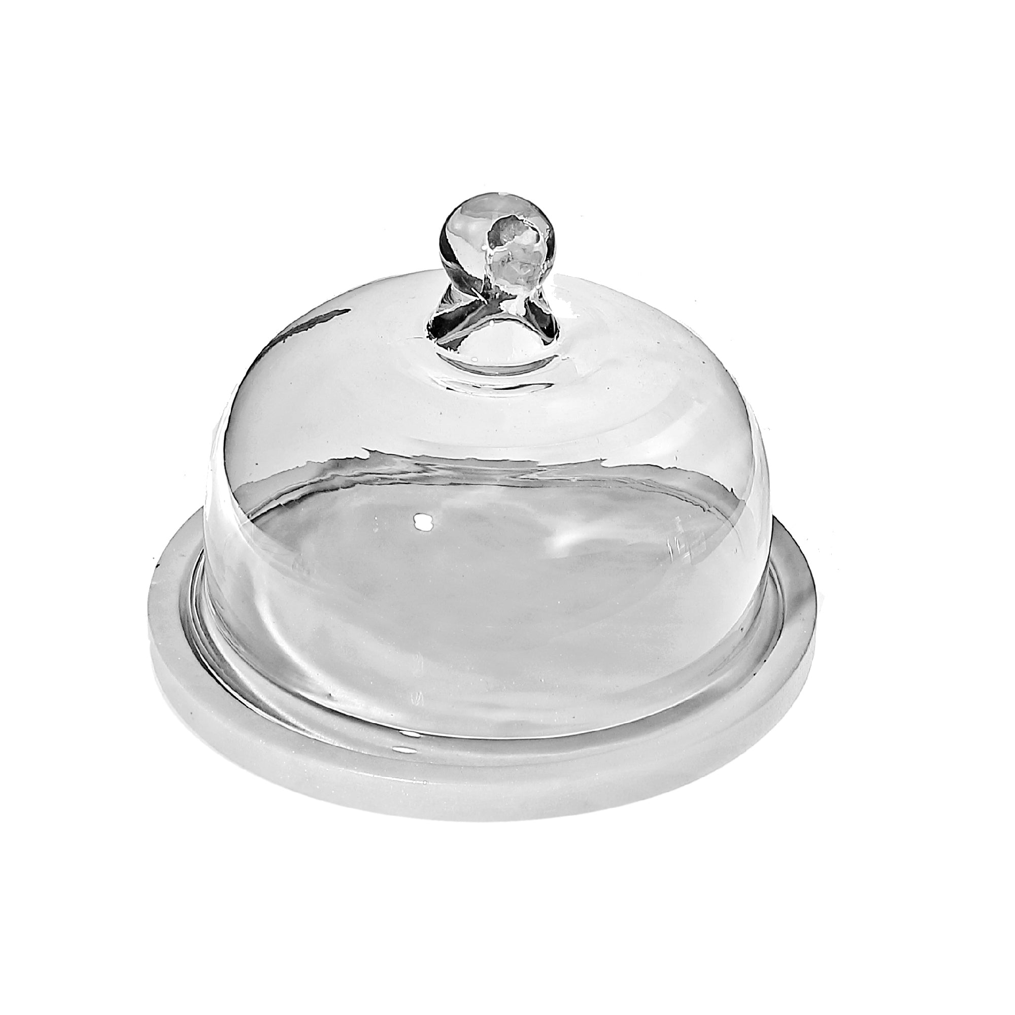 White Marble Cake Dome Cover with Elegant Finish