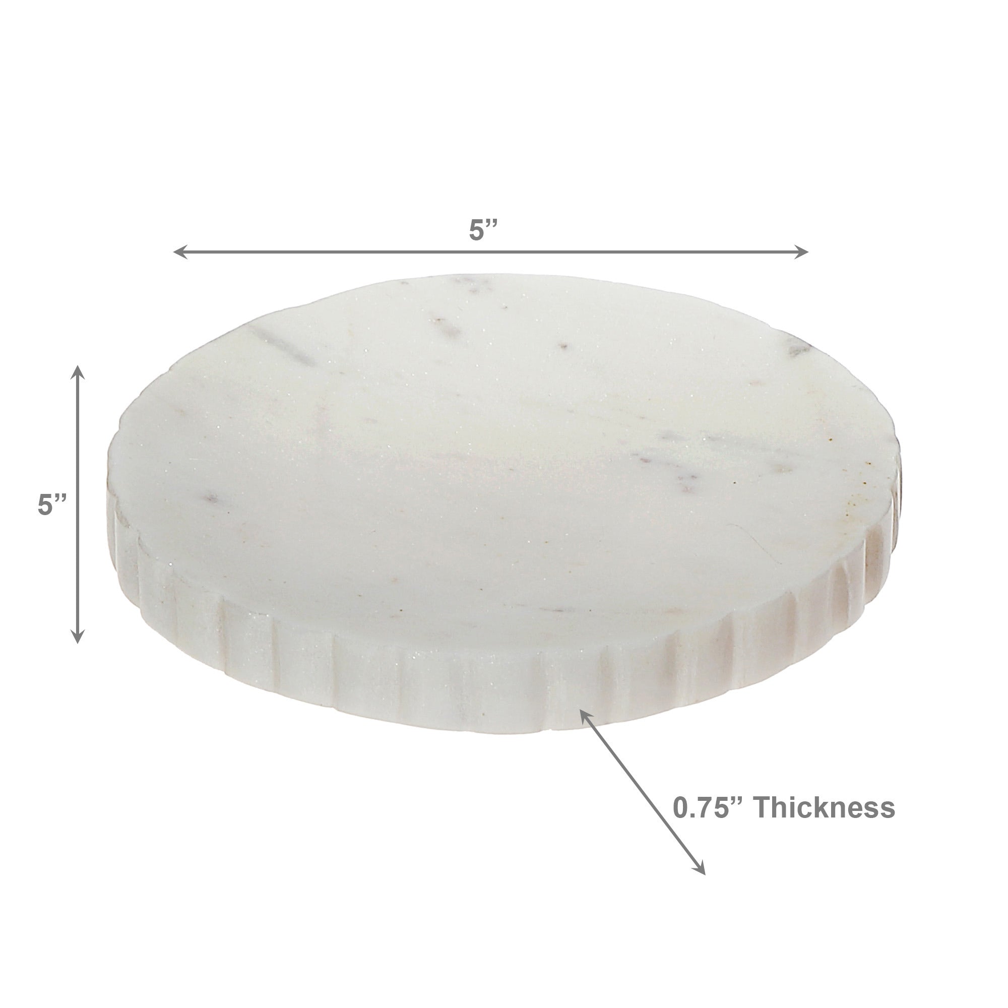 Eleanor White Marble Round Soap Dish with Scalloped Edge