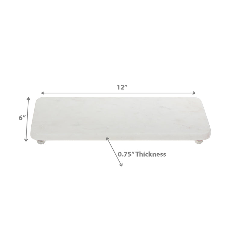 Beatrice White Marble Rectangle Tray