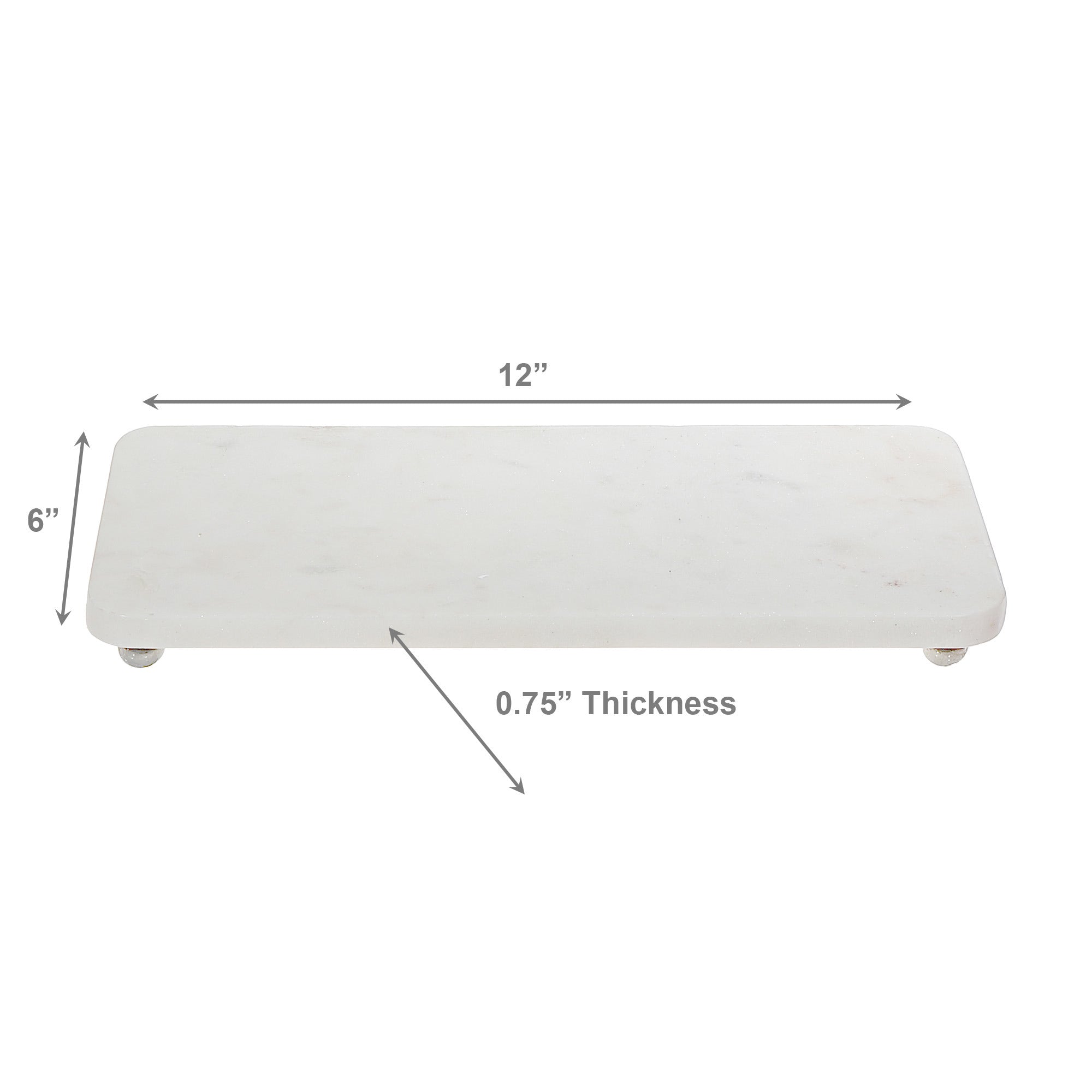 Beatrice White Marble Rectangular Tray with Elevated Feet