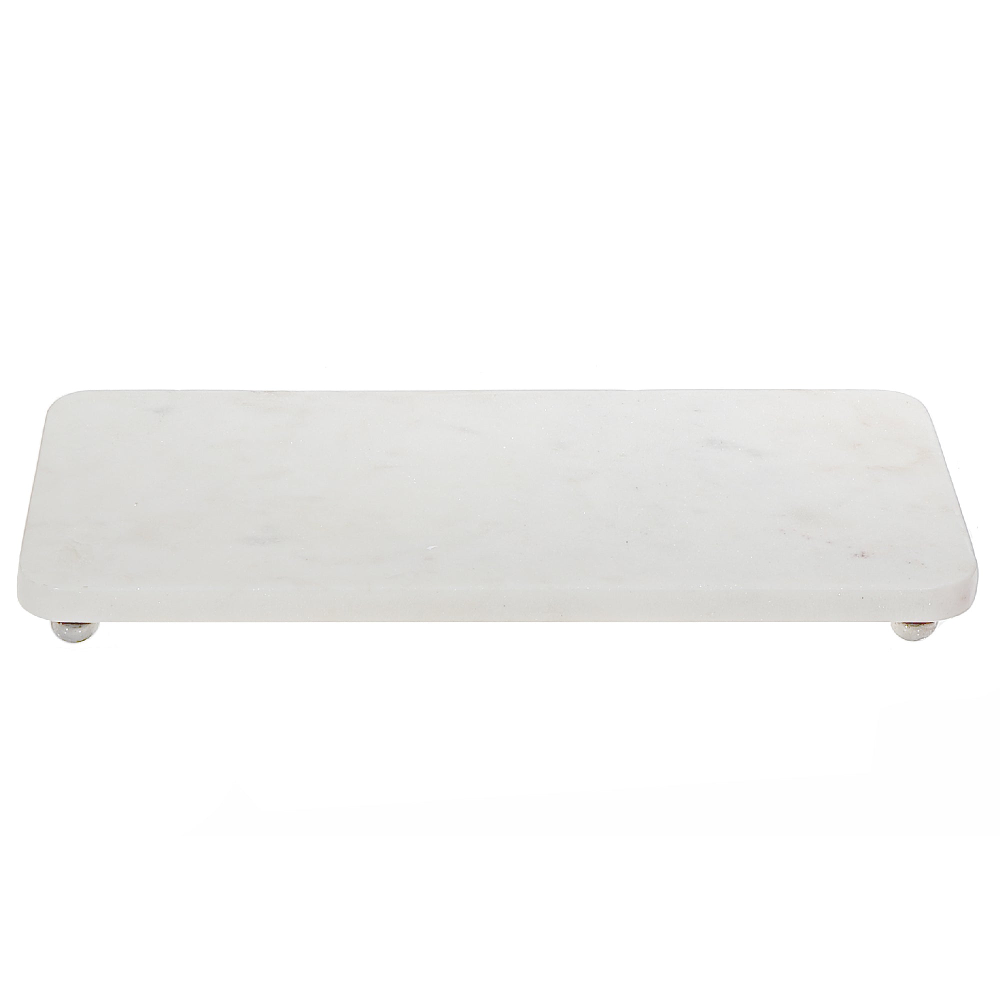 Beatrice White Marble Rectangular Tray with Elevated Feet