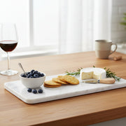 Amelie White Marble Tray with Soft Tan Accents