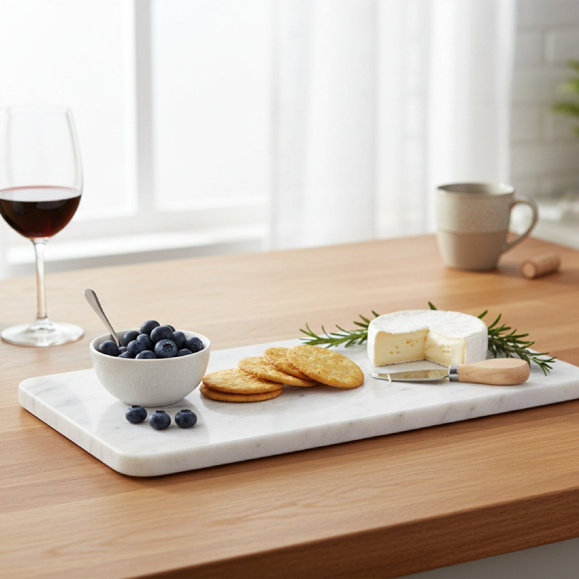 Amelie White Marble Tray with Soft Tan Accents