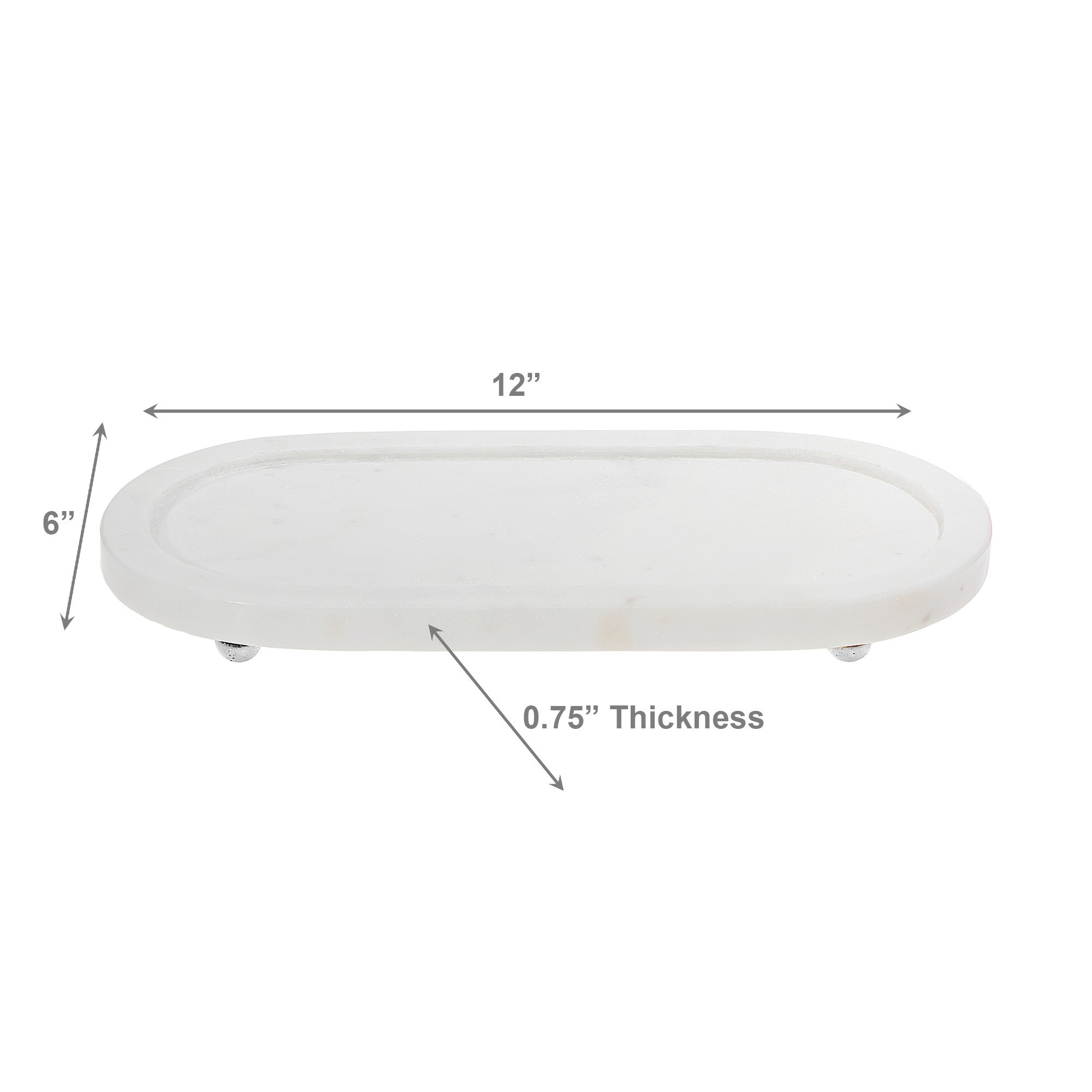 Beatrice White Marble Oval Tray with Stand