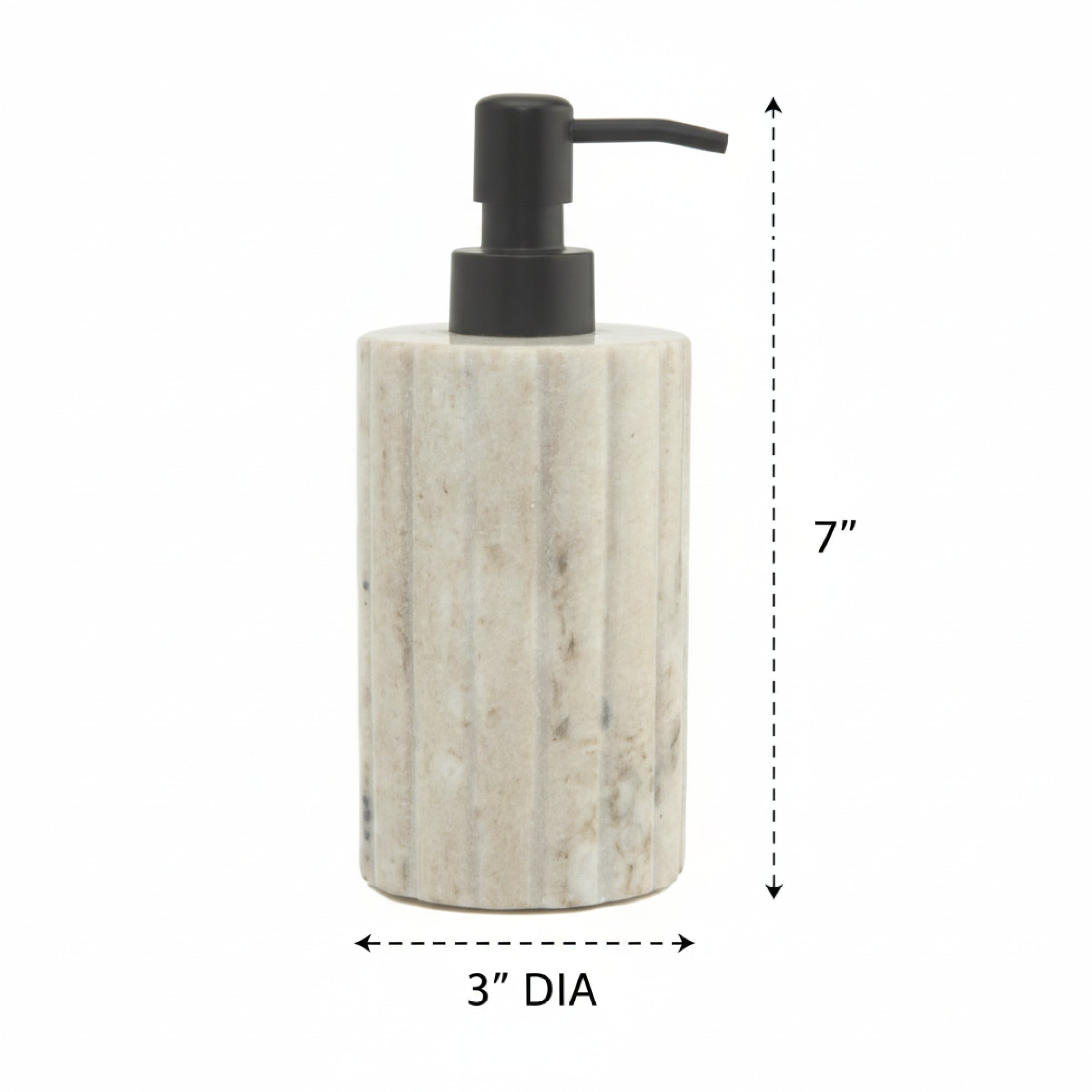 Elise Beige Marble Dispenser with Ribbed Edge and Black Metal Pump