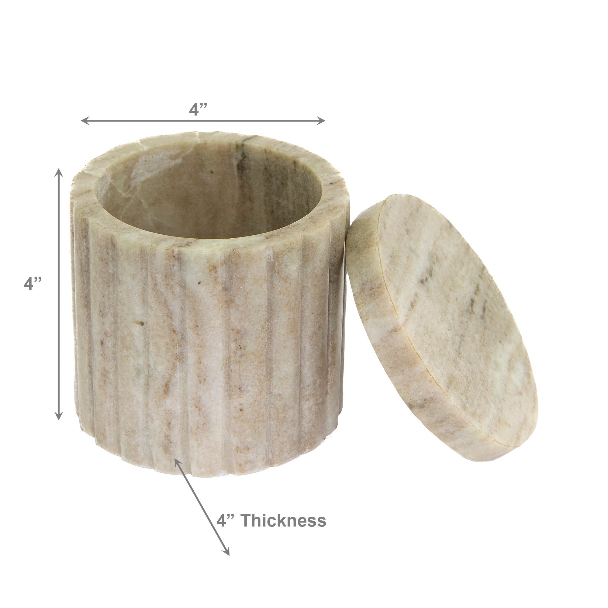 Elise Beige Marble Canister with Ribbed Edge