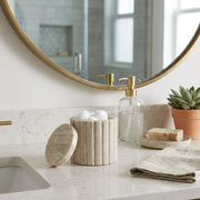 Elise Beige Marble Canister with Ribbed Edge