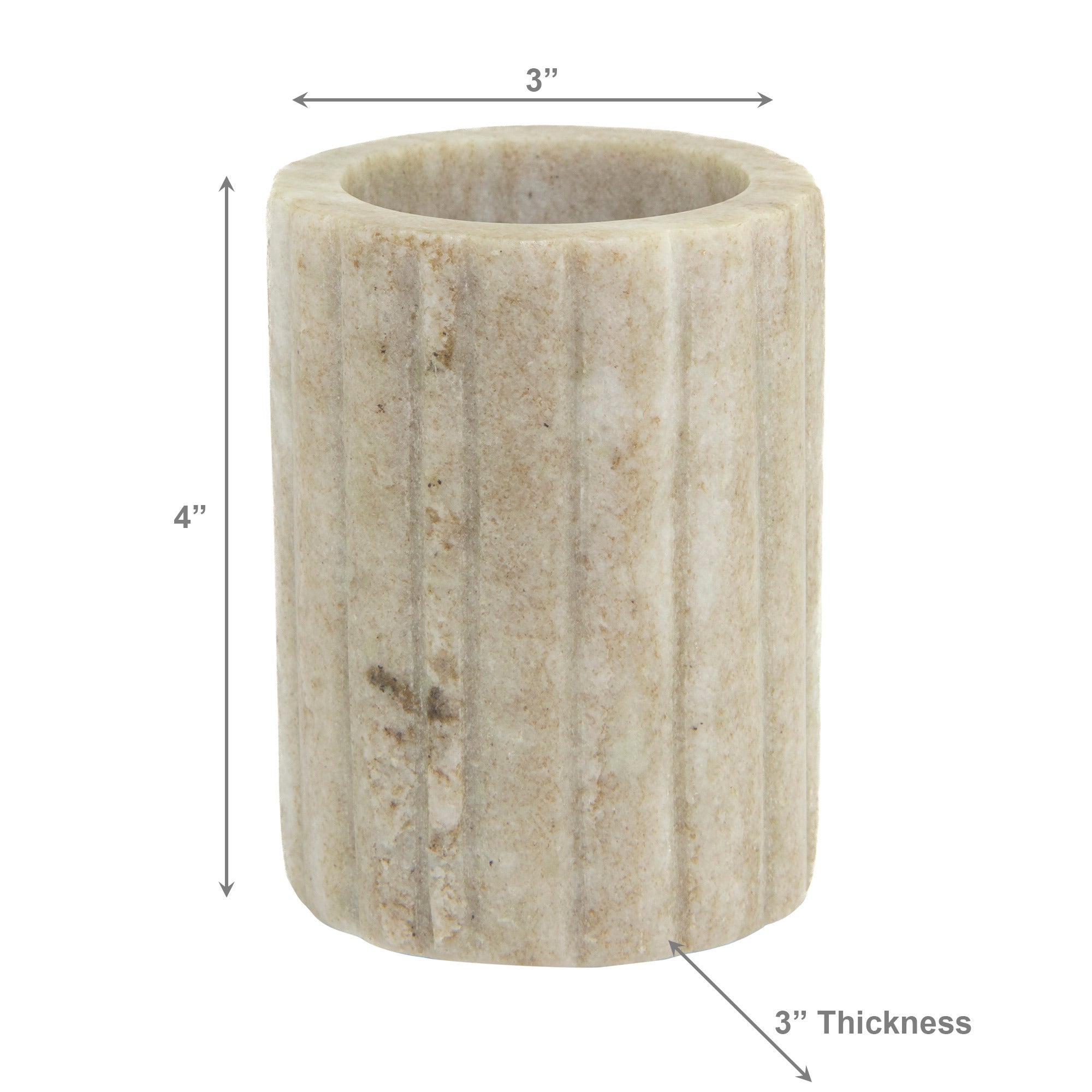 Elise Beige Marble Ribbed Edge Tumbler