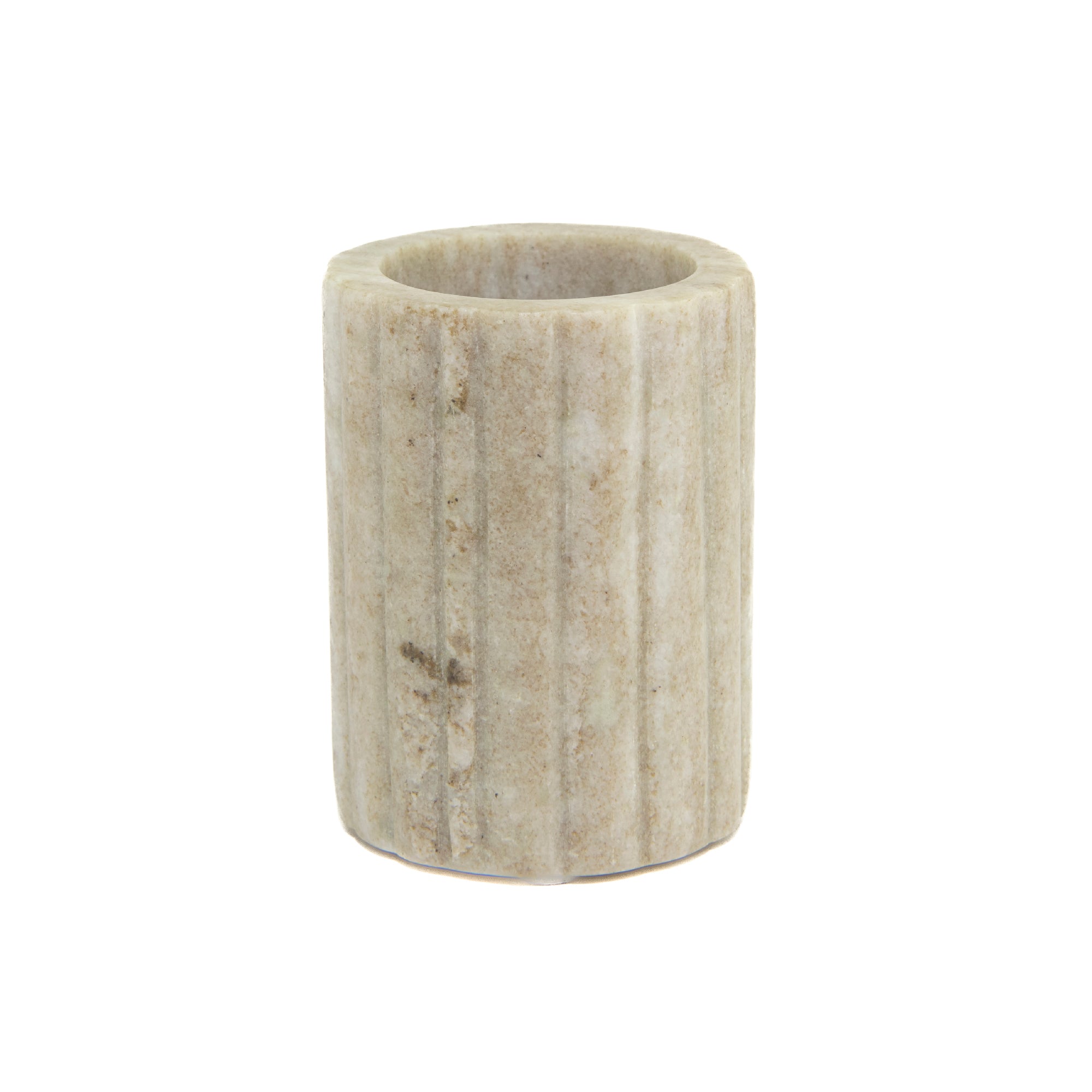 Elise Beige Marble Ribbed Edge Tumbler