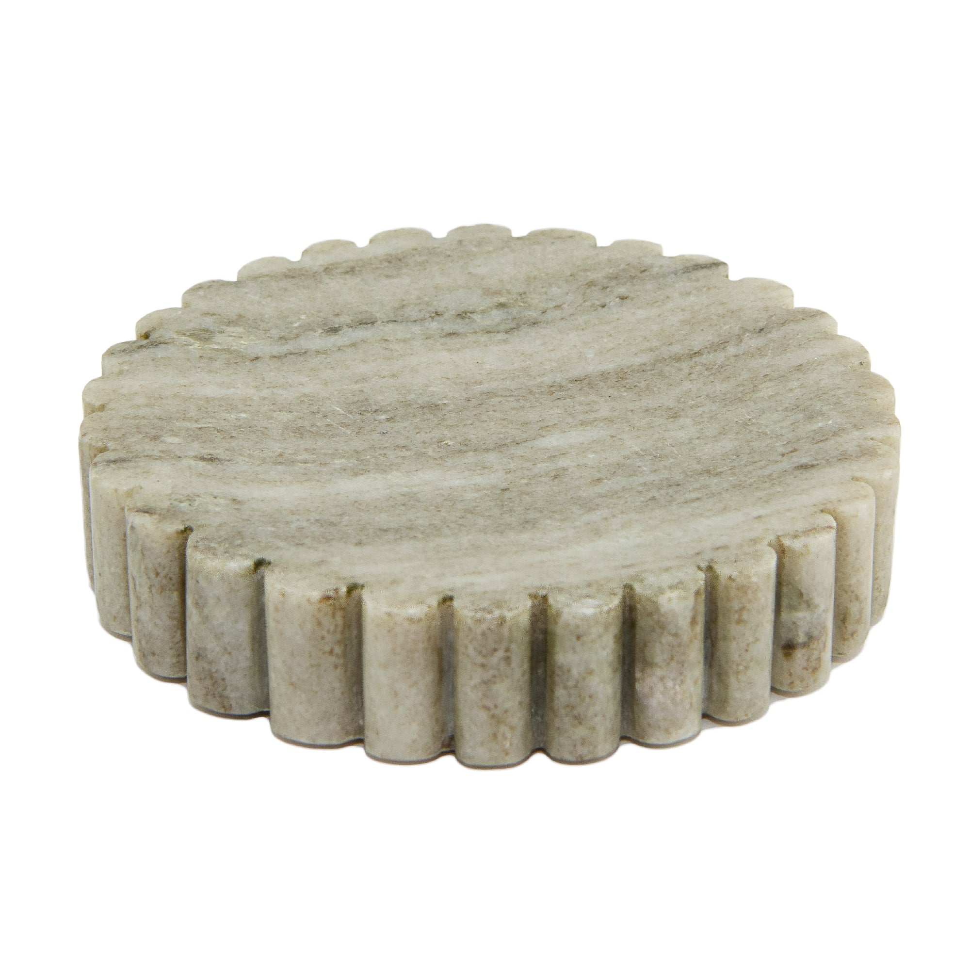 Elise Beige Marble Ribbed Edge Soap Dish