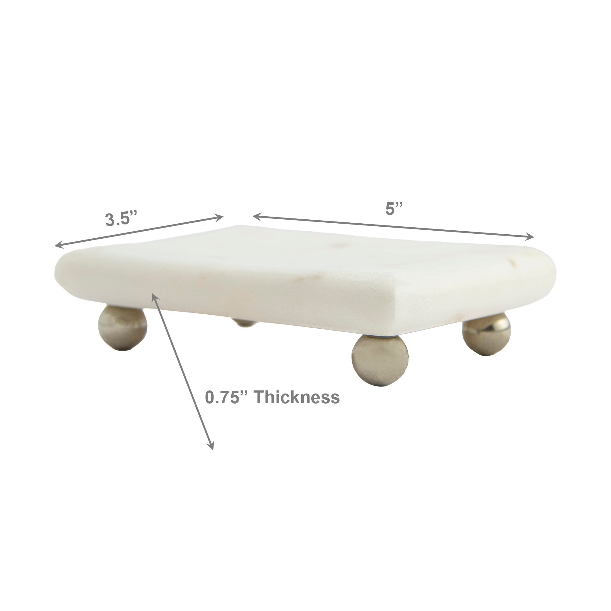 Maeve White Marble Rectangular Soap Dish with Black Metal Feet