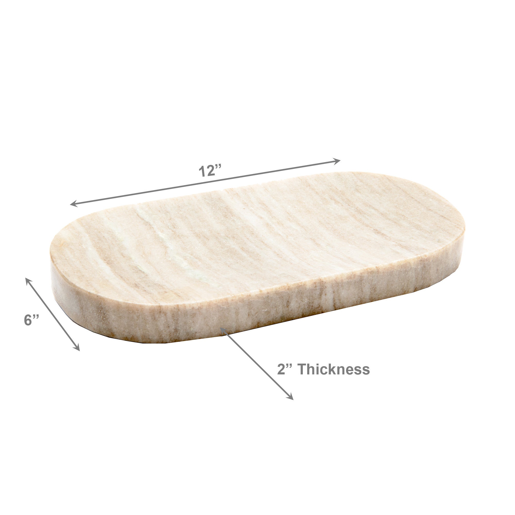 Serene Gray Marble Oval Serving Tray
