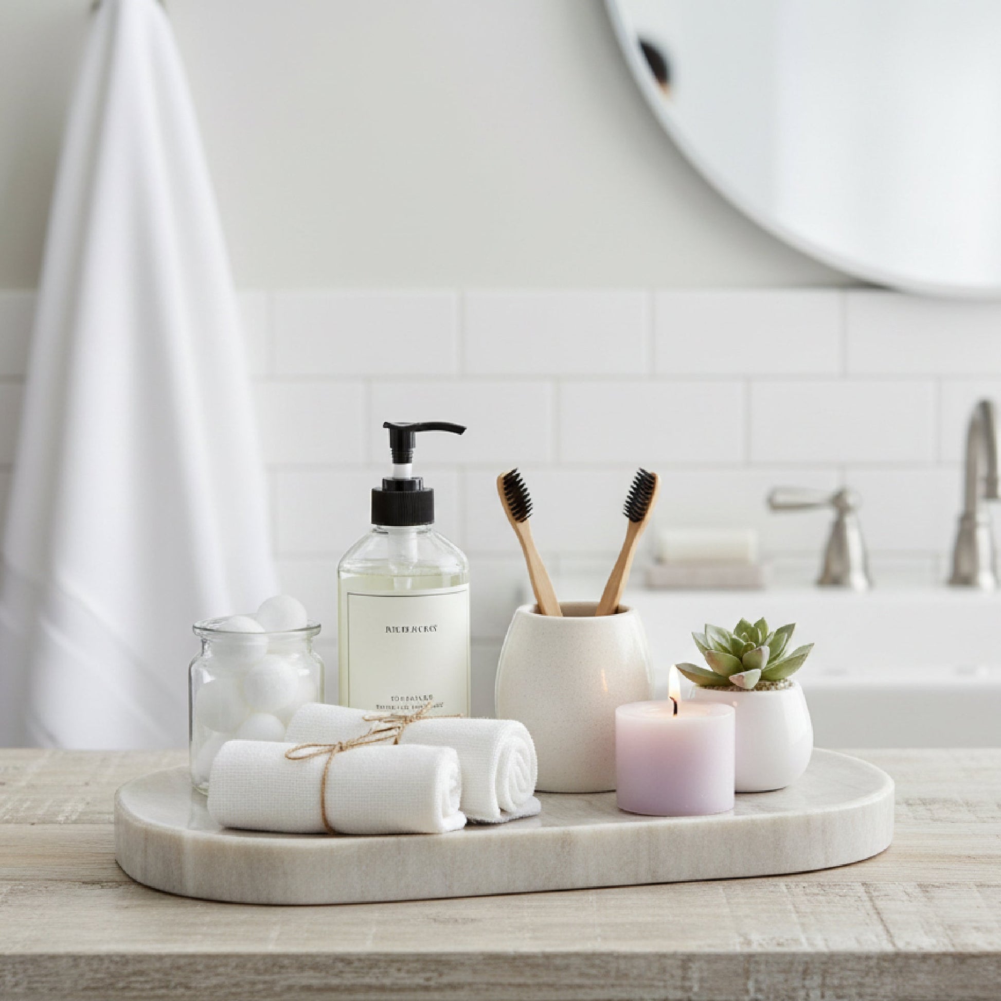 Serene Gray Marble Oval Serving Tray