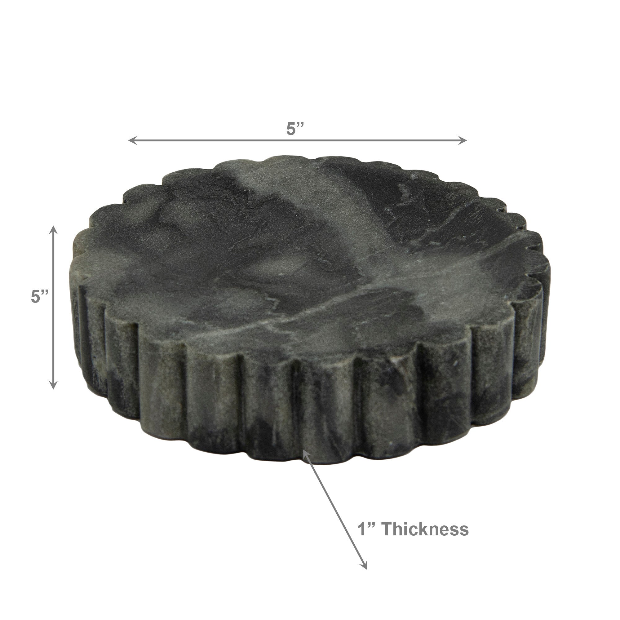 Elora Grey Marble Soap Dish with Ribbed Edge