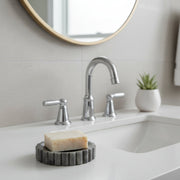 Elora Grey Marble Soap Dish with Ribbed Edge