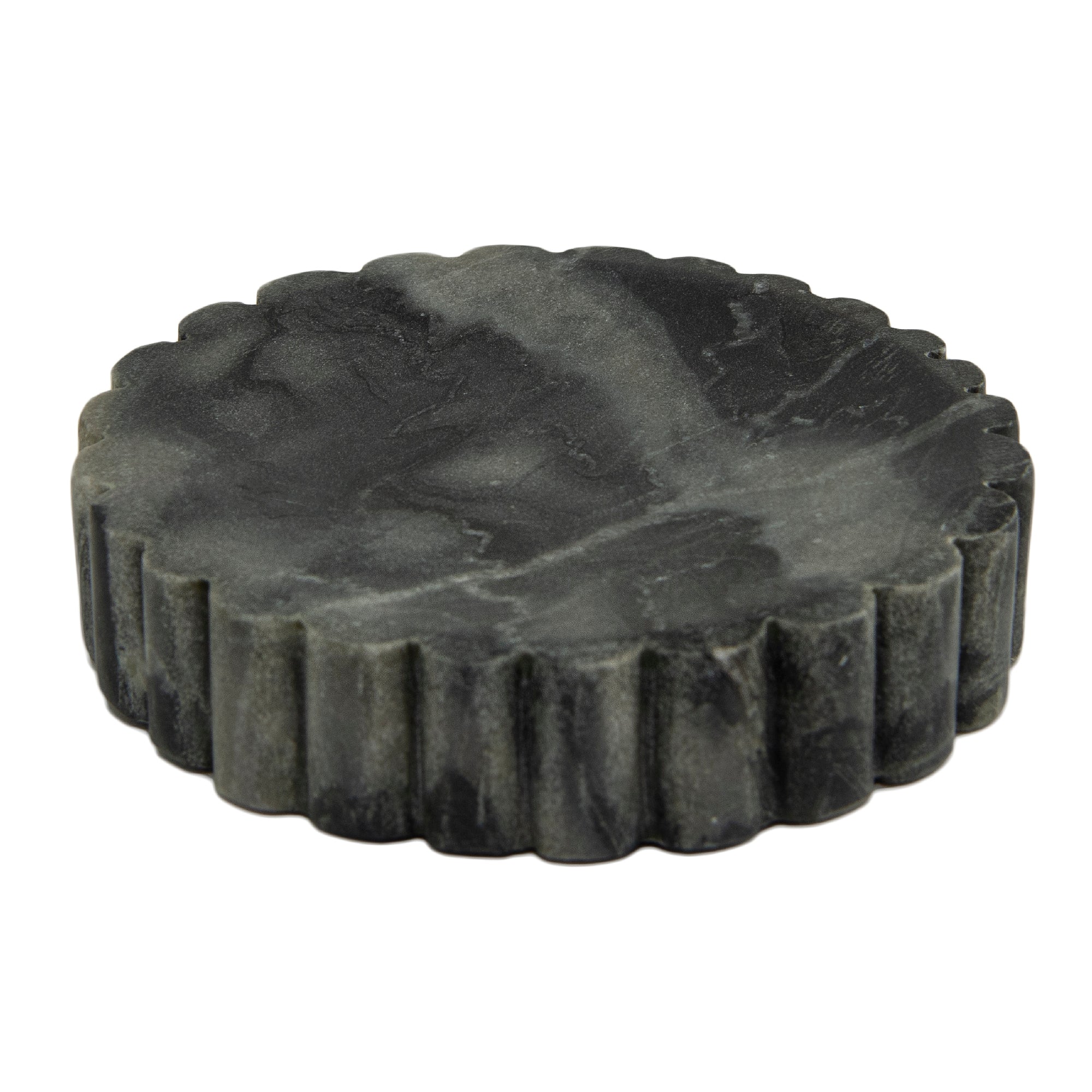 Elora Grey Marble Soap Dish with Ribbed Edge