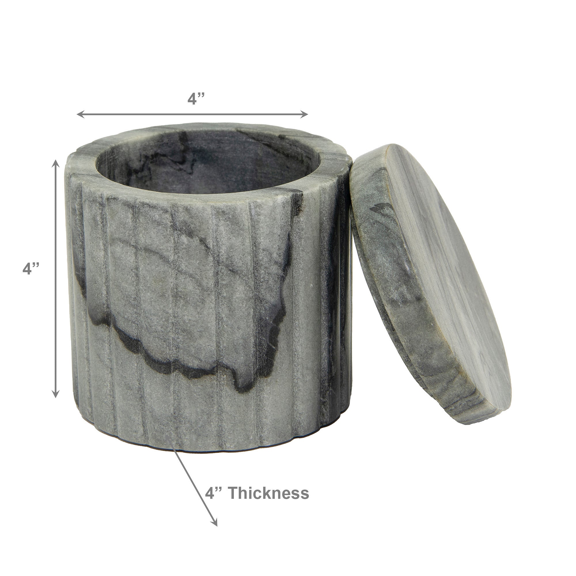 Elora Grey Marble Canister with Ribbed Edge