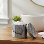Elora Grey Marble Canister with Ribbed Edge