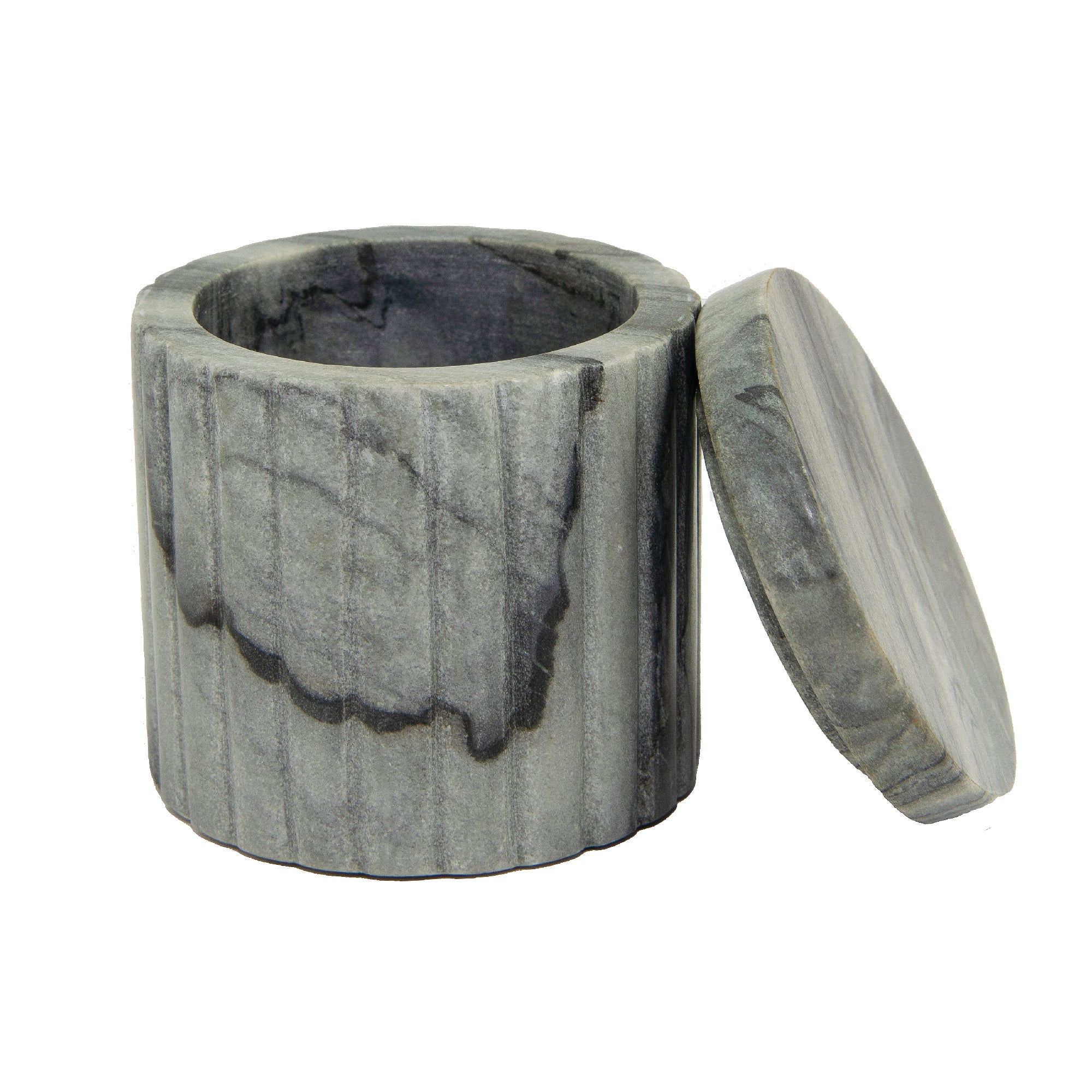 Elora Grey Marble Canister with Ribbed Edge