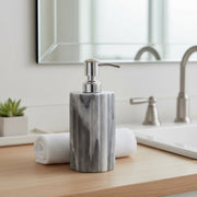 Elora Grey Marble Dispenser with Ribbed Edge and Silver Metal Pump
