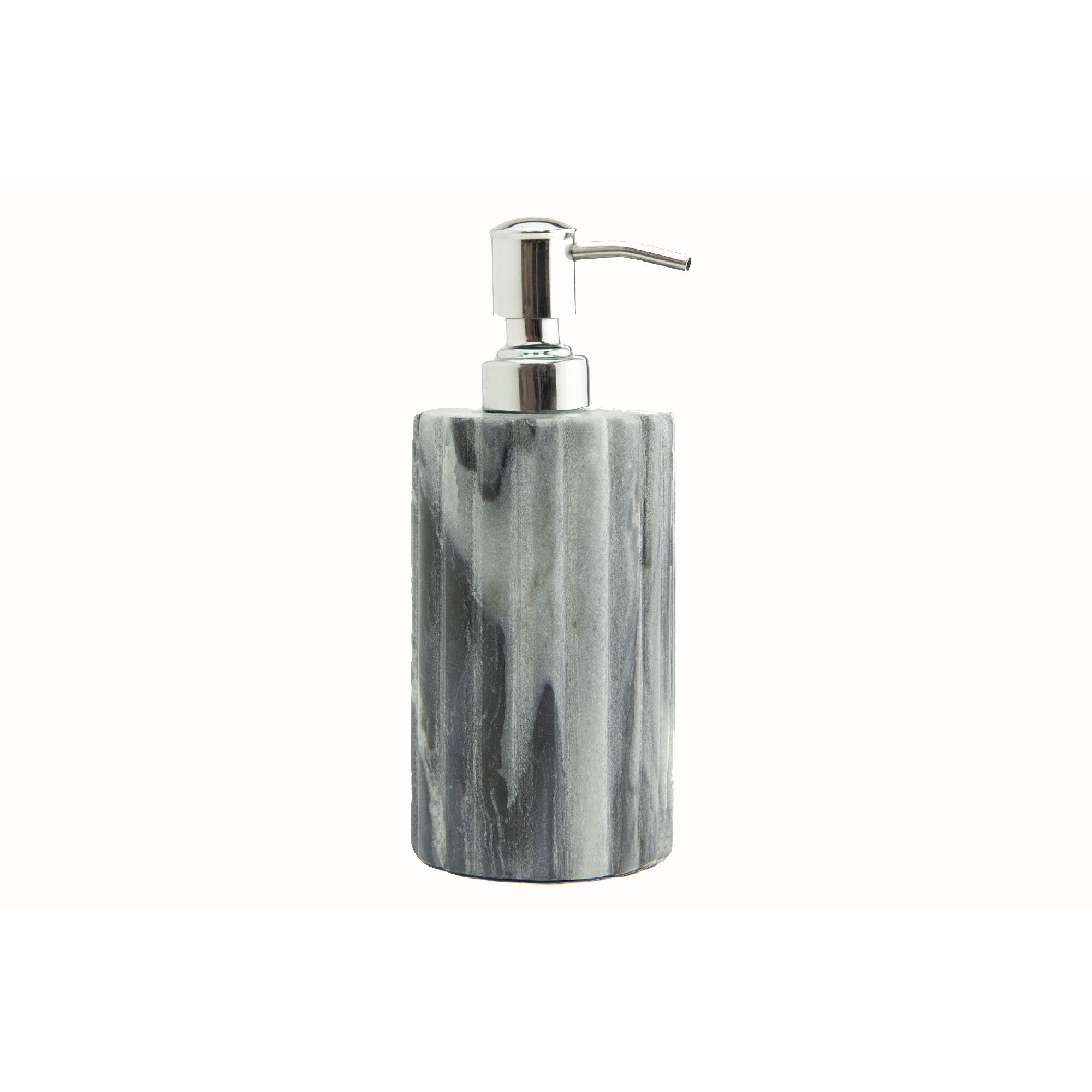 Elora Grey Marble Dispenser with Ribbed Edge and Silver Metal Pump
