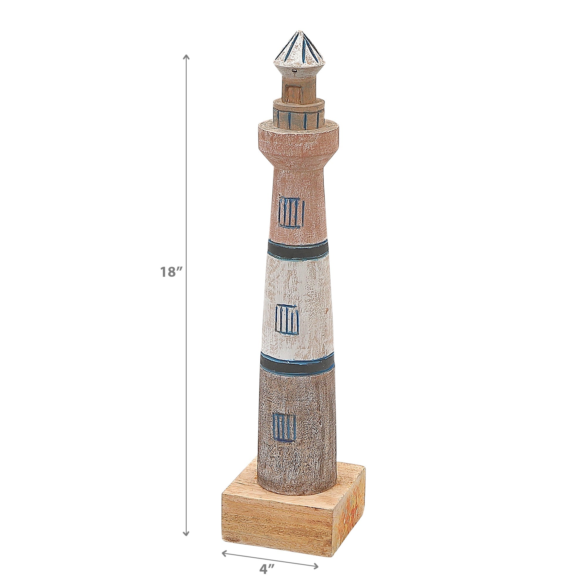 Mango Wood Lighthouse Decor, Rustic Tabletop Accent, Home Decor