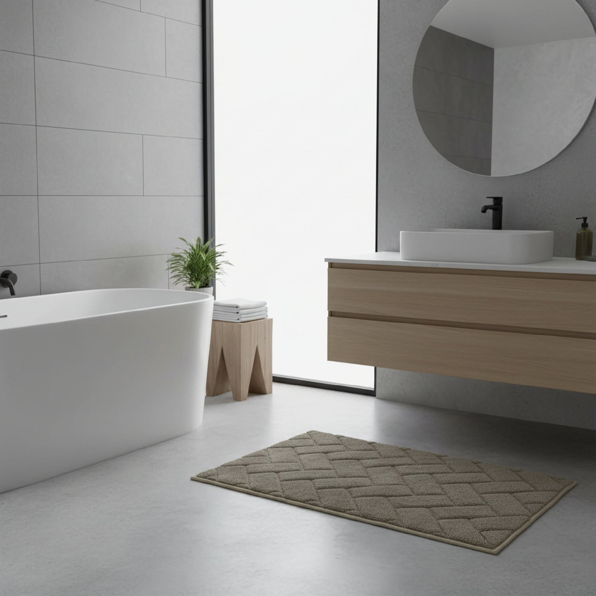 Taupe Interlock Microfiber Bath Mat, 20" x 32"