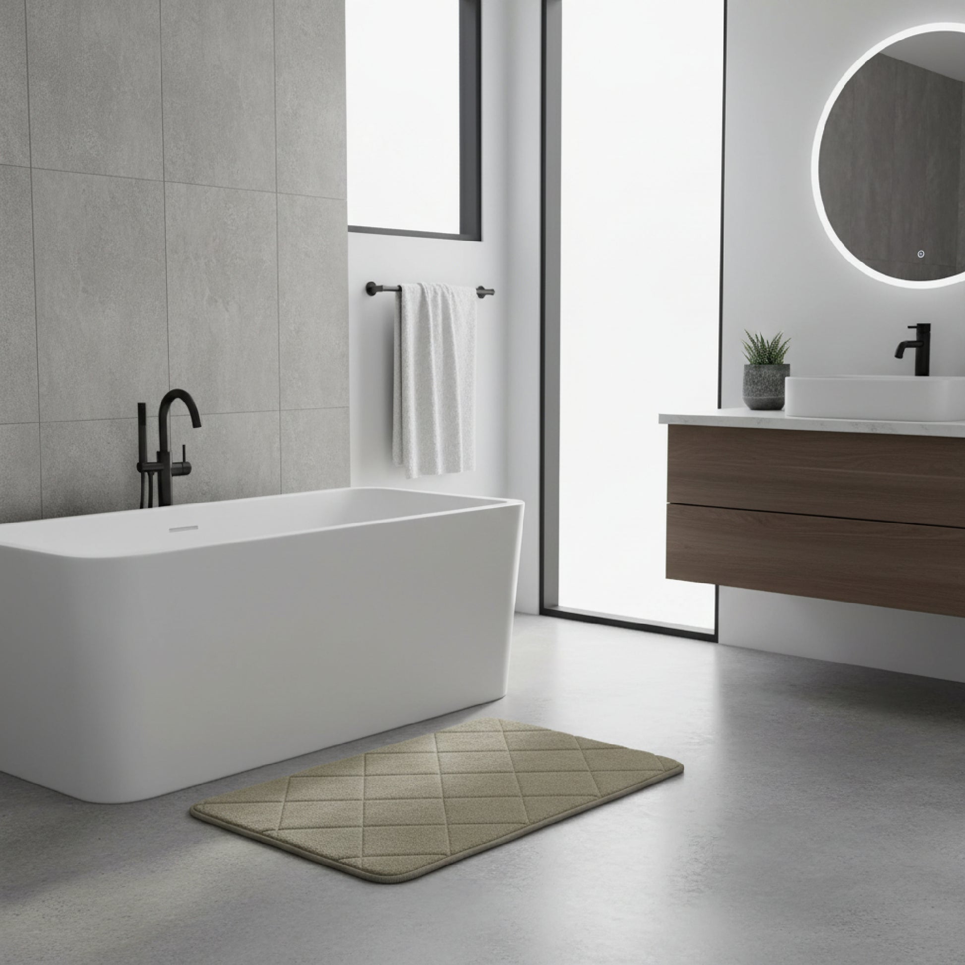 Taupe Supreme Memory Foam Bath Mat, 17" x 24"