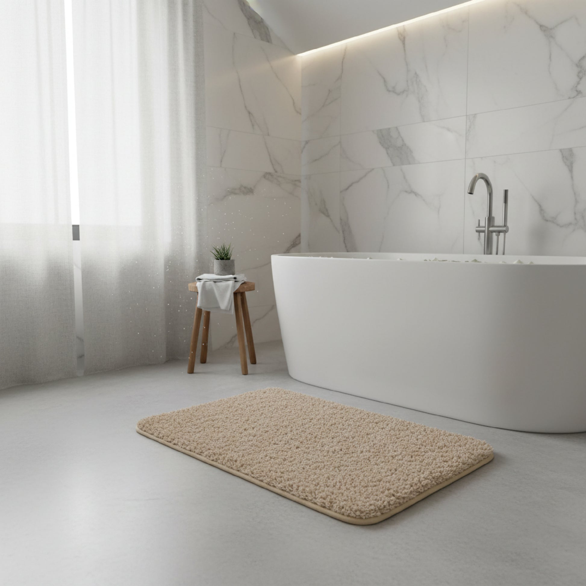 Cozy Taupe Sherpa Microfiber Bath Mat, 20" x 32"