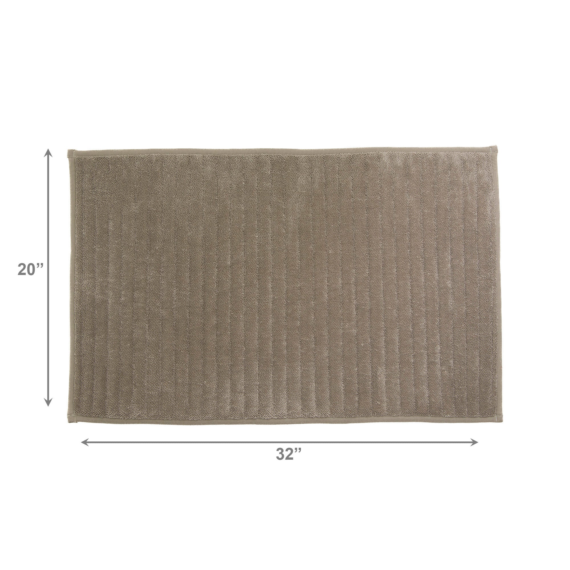 Taupe Ribbed Microfiber Bath Mat, 20" x 32"