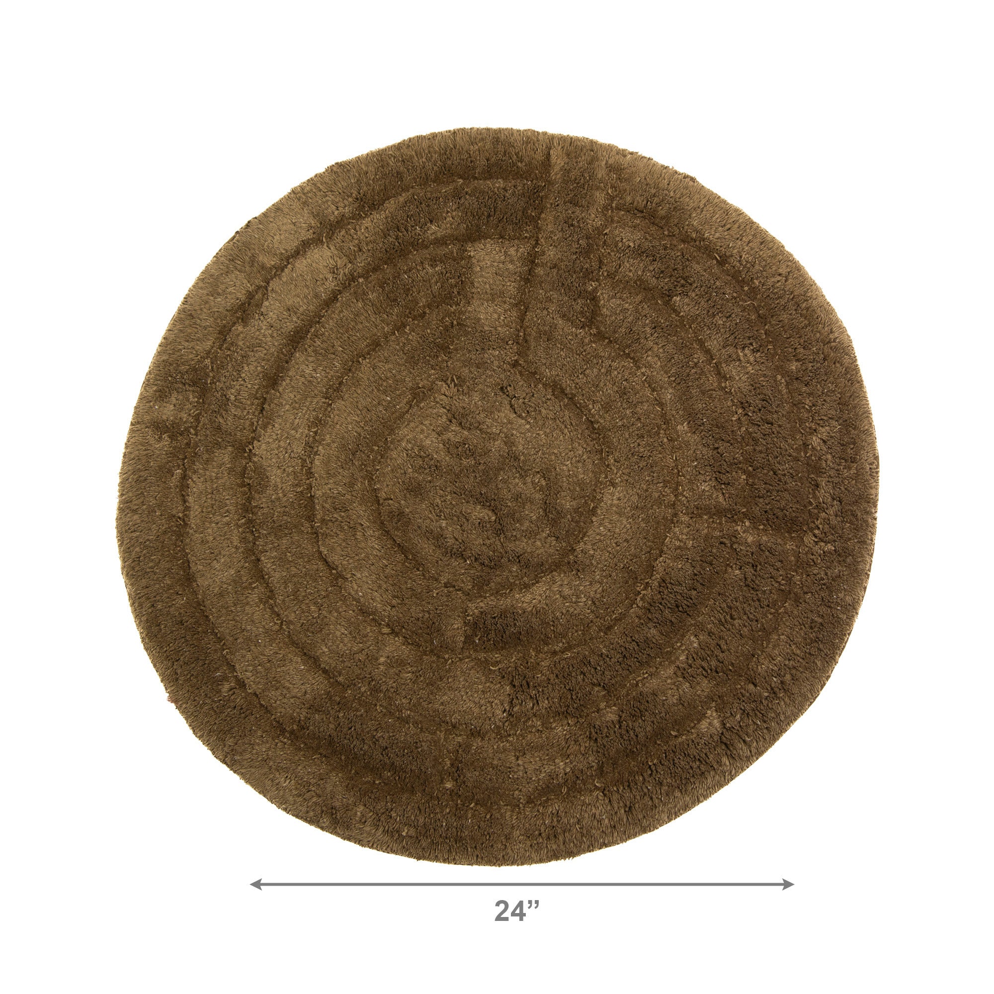 Luxurious Brown Round Bath Mat, 24" Diameter