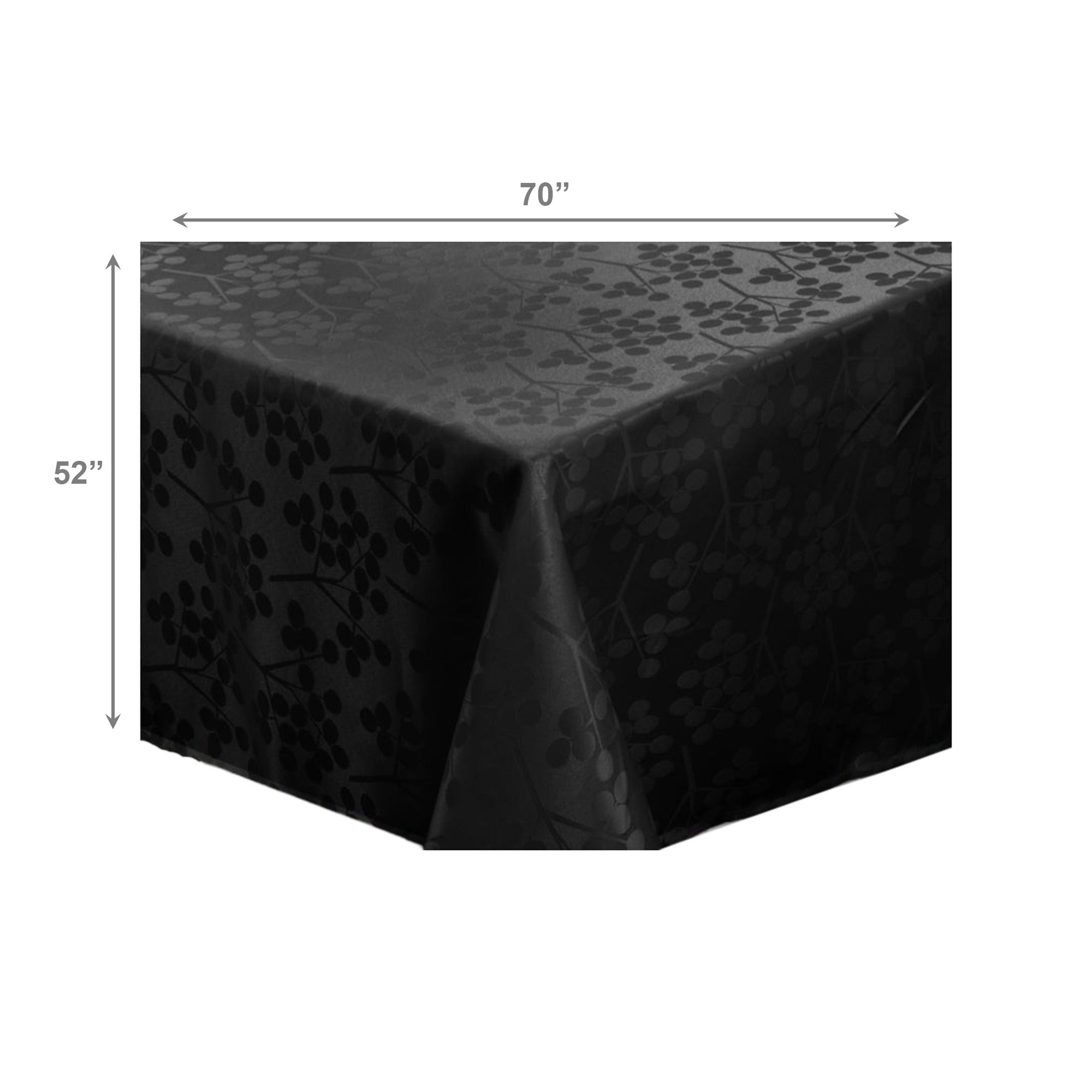 Elegant Black Blossom Print Tablecloth, 52" x 70"