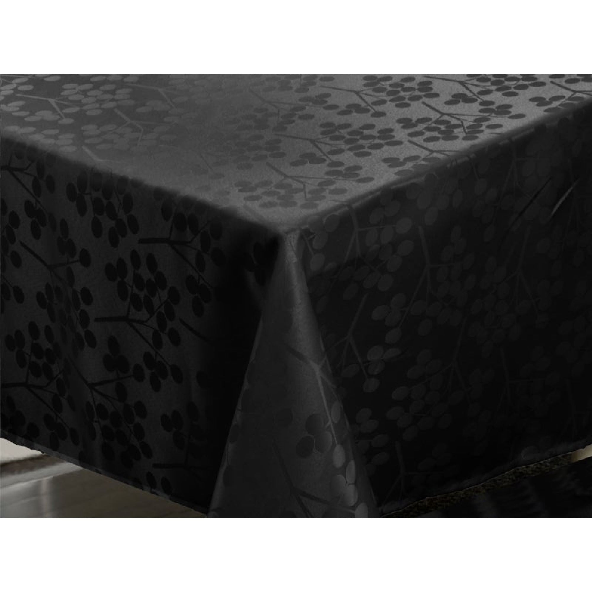 Elegant Black Blossom Print Tablecloth, 52" x 70"