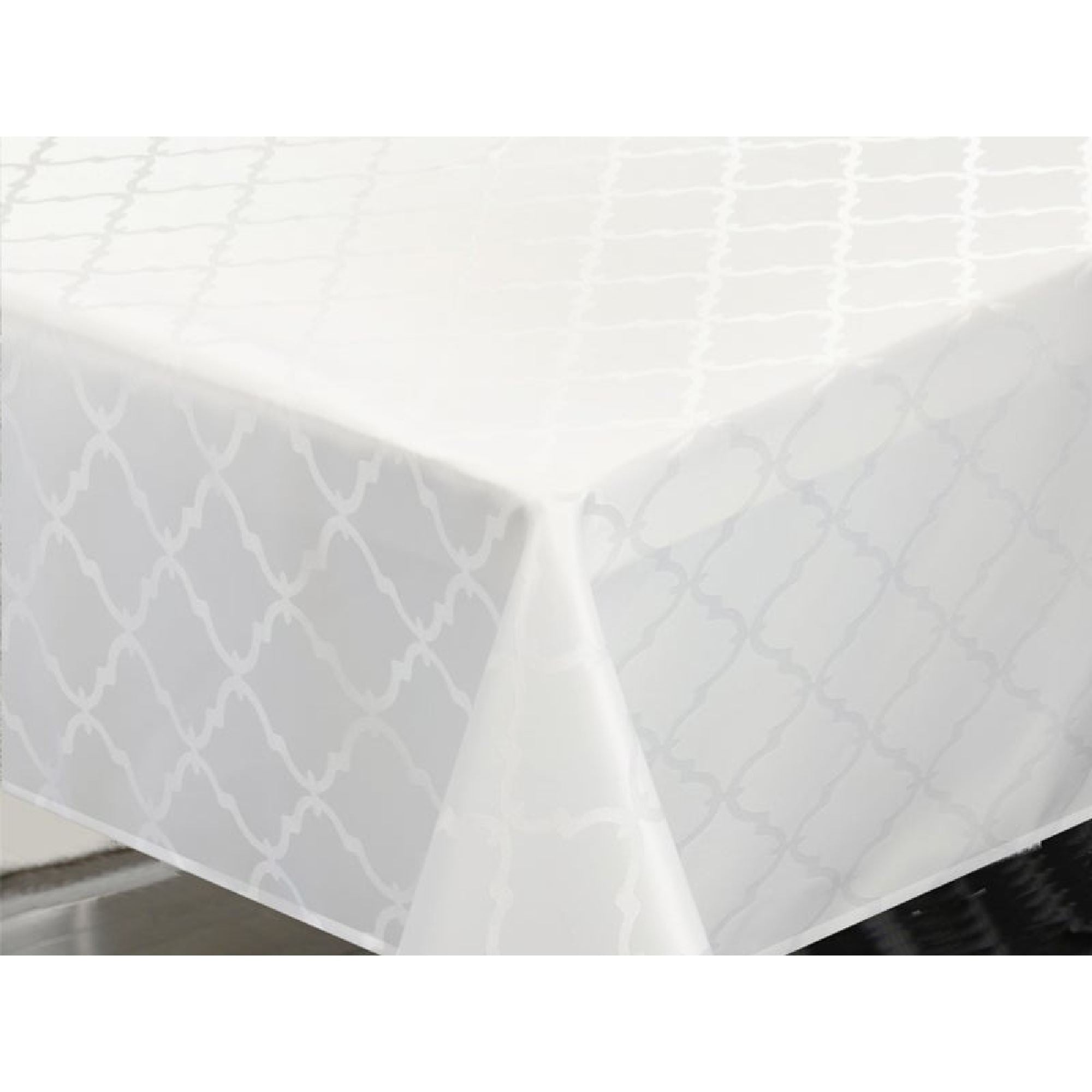 Classic White Lattice Pattern Tablecloth, 52" x 70"