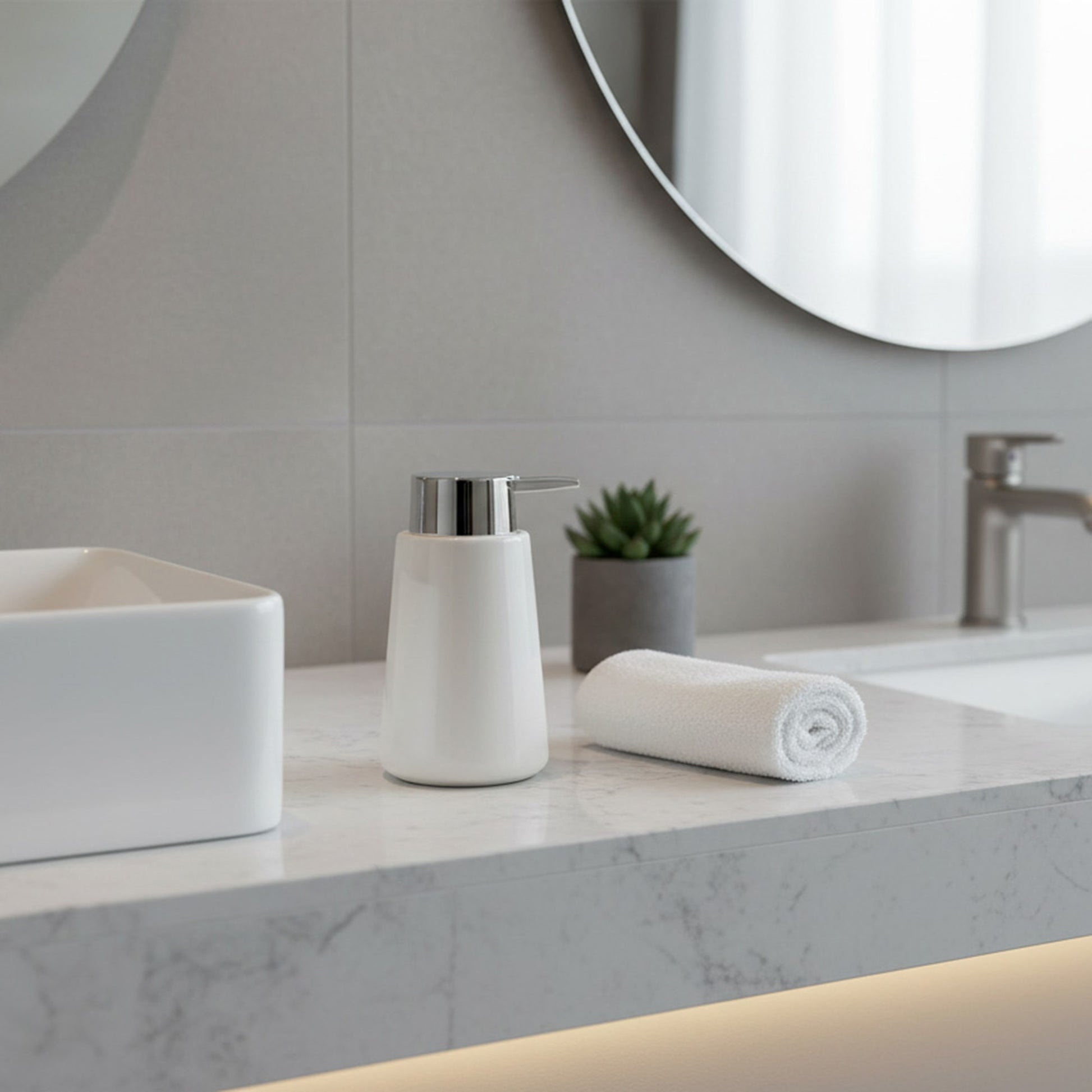 Sleek White Ceramic Soap Dispenser - Set of 2