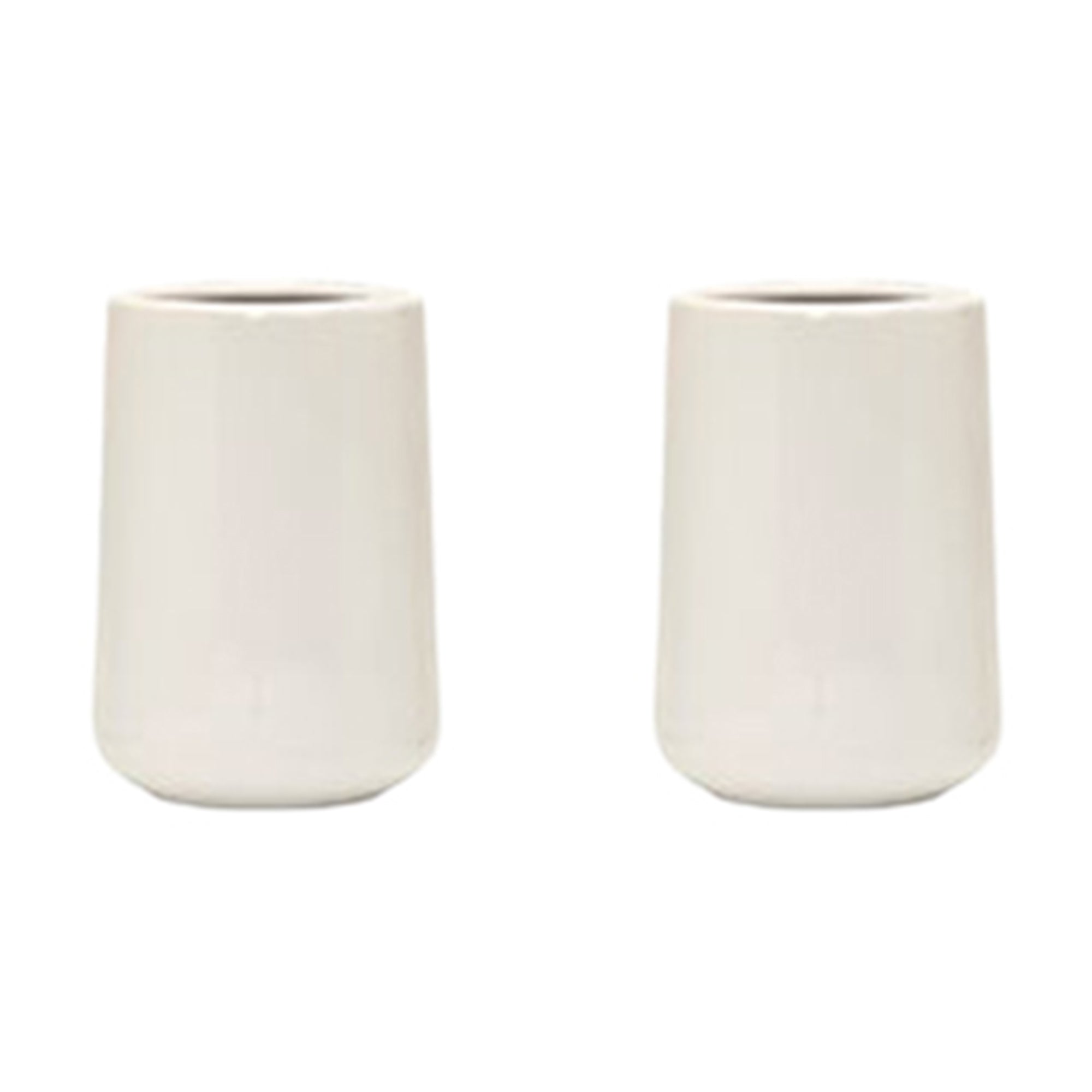 Minimalist White Ceramic Toothbrush Holder - Set of 2